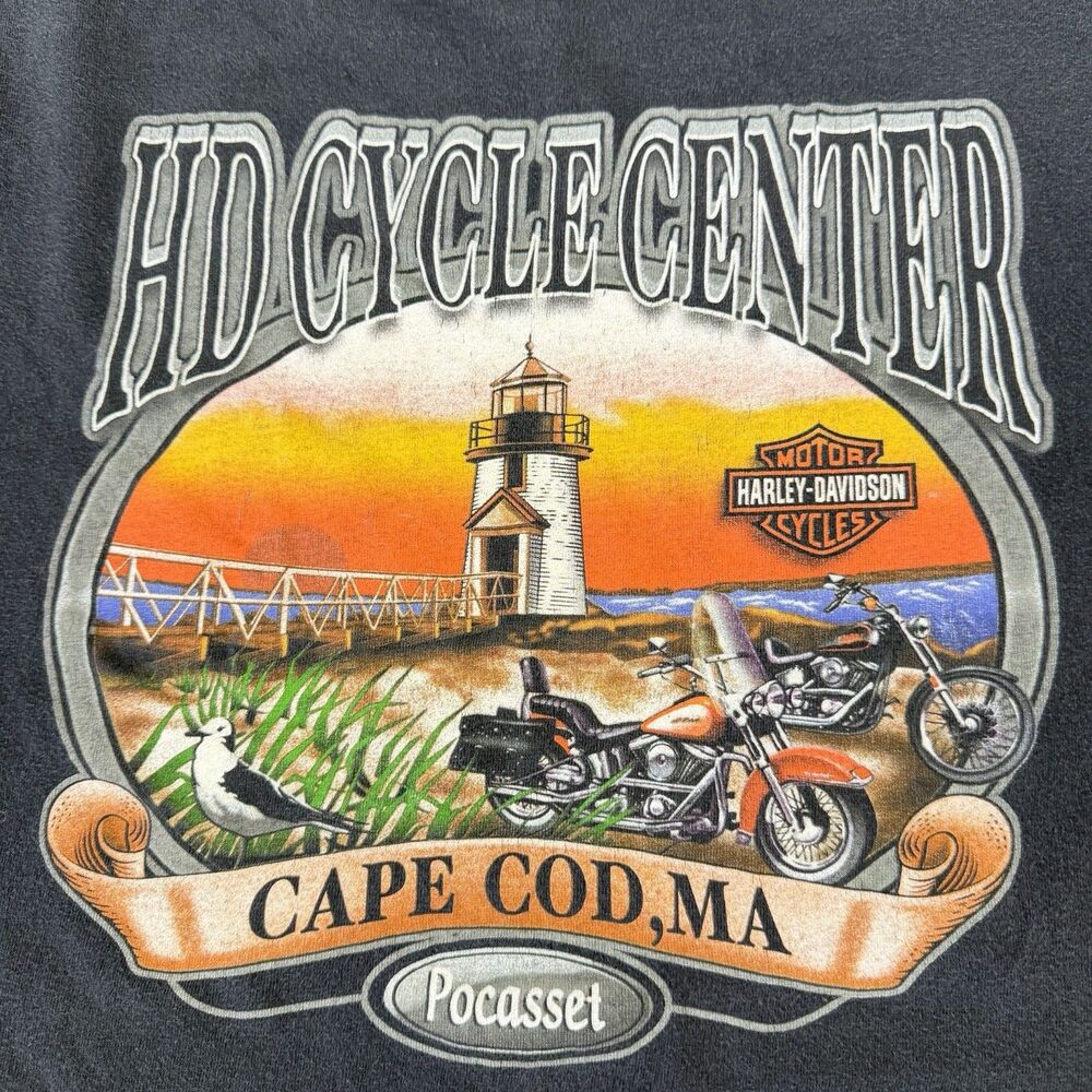 Harley Davidson Cape Cod, Pocasset ,MA Black Double Graphics 2XL T-shirt